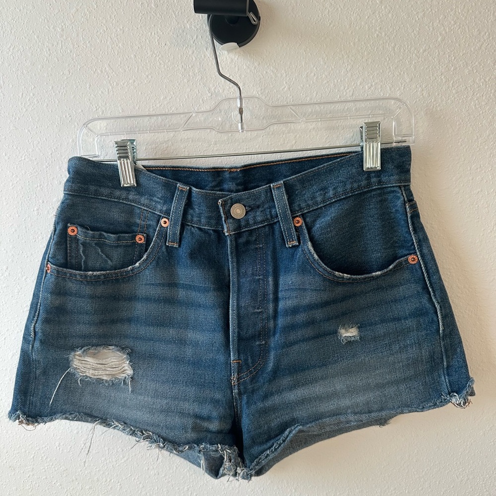Levi's Distressed Blue Jean Shorts with Button Fly